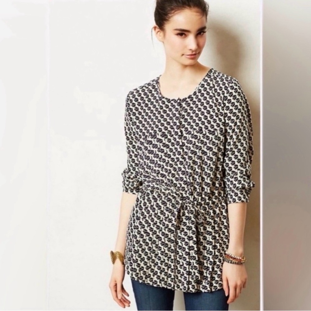 Maeve by Anthropolgie Selva Drop Waist Button Front Tunic Blouse - Small - EUC